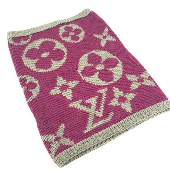 LOUIS VUITTON M72768 Monogram Snood Grand Floor Neck Warmer Scarf wool purple - Picture 16 of 16